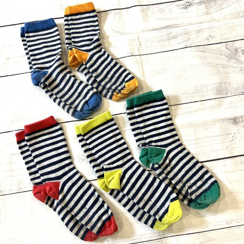 H&M Bundle Of 5 Boys Striped Socks, Shoe Sizes 12.5-3.5